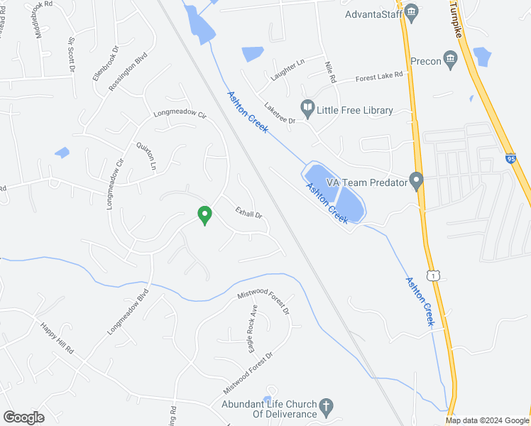 map of restaurants, bars, coffee shops, grocery stores, and more near 13907 Exhall Drive in Chester