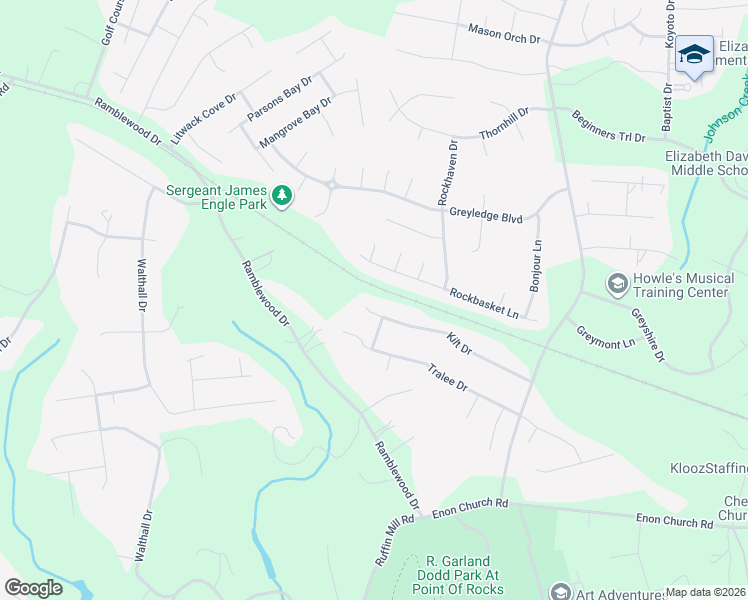 map of restaurants, bars, coffee shops, grocery stores, and more near 1107 Rockbasket Lane in Chester