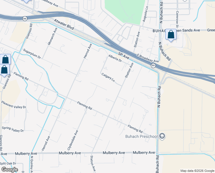 map of restaurants, bars, coffee shops, grocery stores, and more near 5420 Appaloosa Court in Atwater