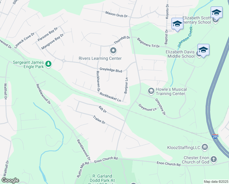 map of restaurants, bars, coffee shops, grocery stores, and more near 14008 Rockbasket Turn in Chester