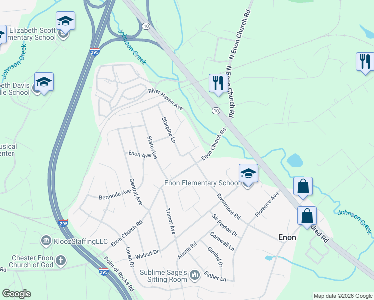 map of restaurants, bars, coffee shops, grocery stores, and more near 1608 Barberry Lane in Chester