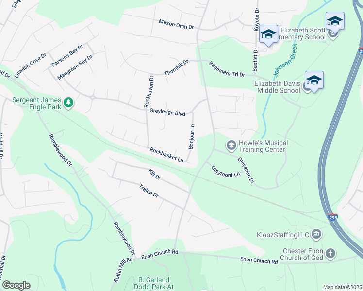 map of restaurants, bars, coffee shops, grocery stores, and more near 14001 Rockbasket Turn in Chester