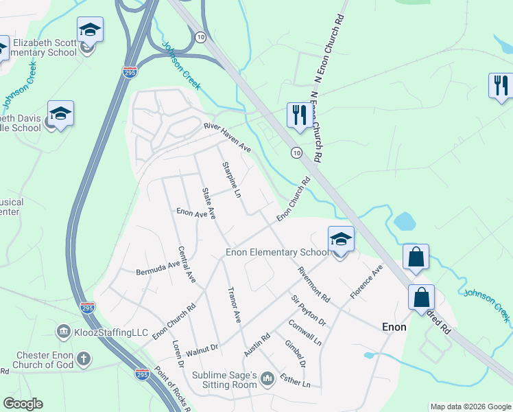 map of restaurants, bars, coffee shops, grocery stores, and more near 1608 Barberry Lane in Chester