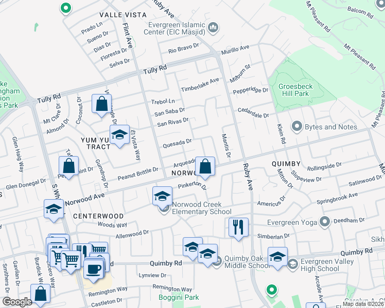 map of restaurants, bars, coffee shops, grocery stores, and more near 2885 Grafton Way in San Jose