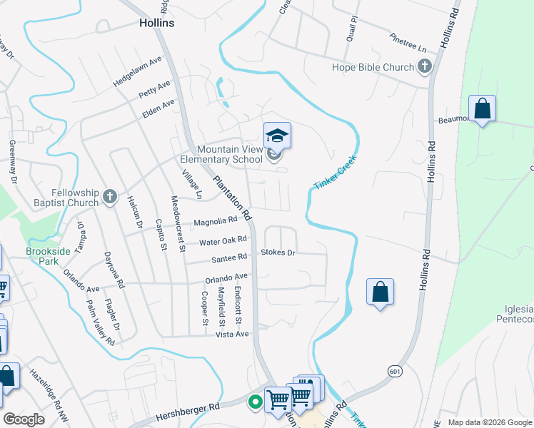 map of restaurants, bars, coffee shops, grocery stores, and more near 5903 Old Manor Drive in Hollins