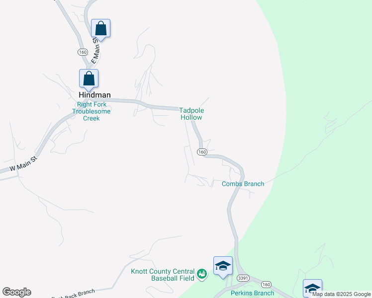 map of restaurants, bars, coffee shops, grocery stores, and more near 27 Sunset Street in Hindman