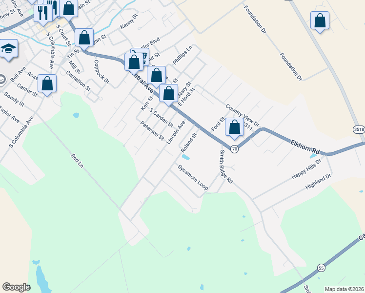 map of restaurants, bars, coffee shops, grocery stores, and more near 101-199 Gupton Court in Campbellsville