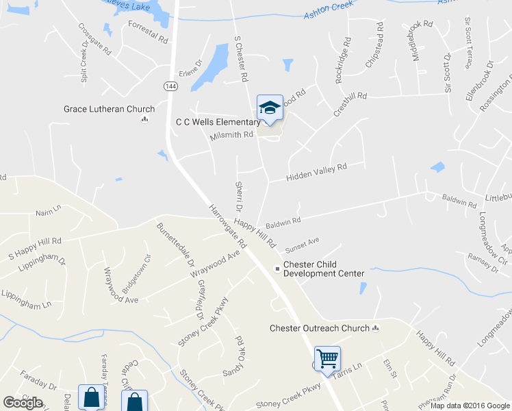 map of restaurants, bars, coffee shops, grocery stores, and more near 13316 South Chester Road in Chester