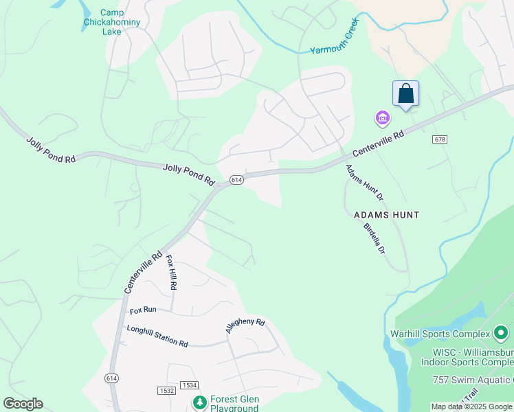 map of restaurants, bars, coffee shops, grocery stores, and more near 6138 Centerville Road in Williamsburg