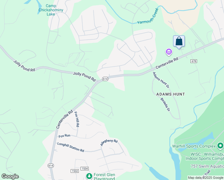map of restaurants, bars, coffee shops, grocery stores, and more near 6138 Centerville Road in Williamsburg