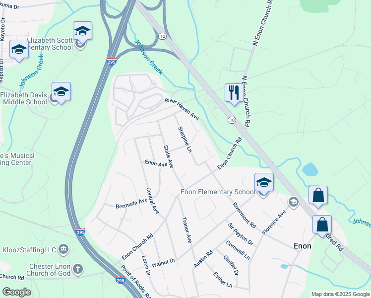 map of restaurants, bars, coffee shops, grocery stores, and more near 14200 Starpine Lane in Chester