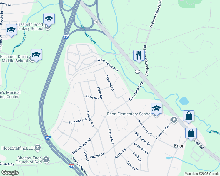 map of restaurants, bars, coffee shops, grocery stores, and more near 14200 Starpine Lane in Chester