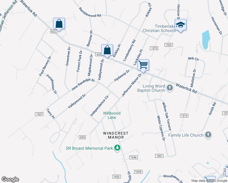 map of restaurants, bars, coffee shops, grocery stores, and more near 51 Jane Randolph Street in Forest