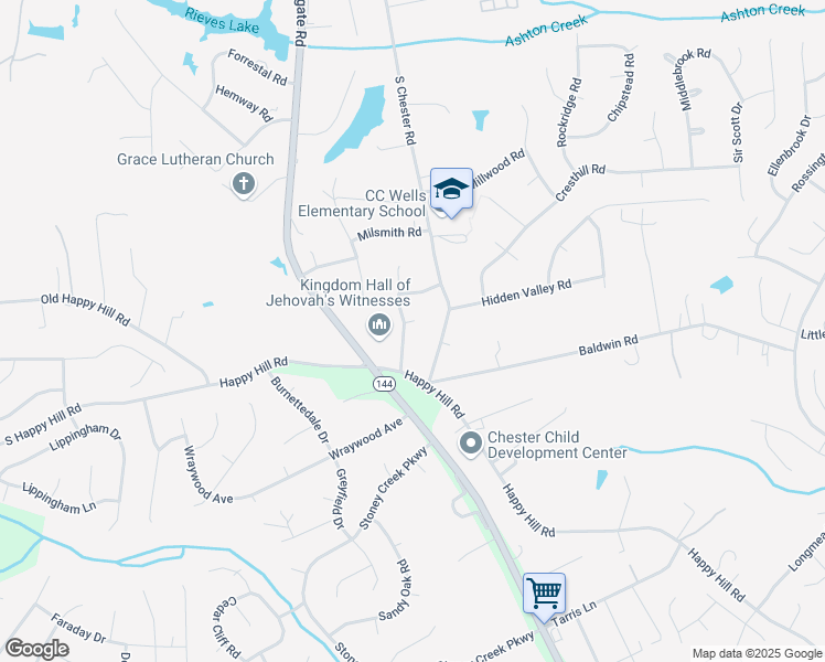 map of restaurants, bars, coffee shops, grocery stores, and more near 13226 Sherri Drive in Chester