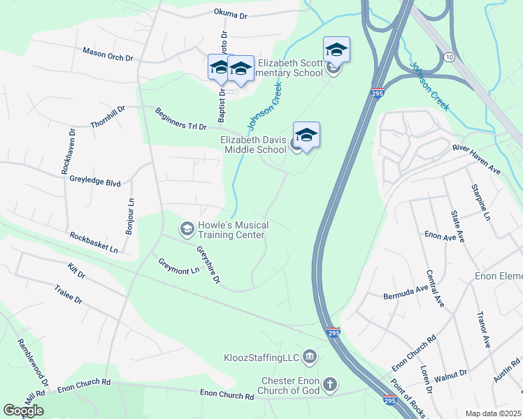map of restaurants, bars, coffee shops, grocery stores, and more near 712 Mountshire Lane in Chester