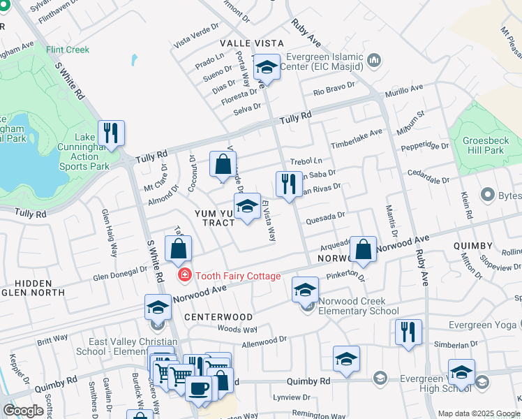 map of restaurants, bars, coffee shops, grocery stores, and more near 3262 San Rivas Drive in San Jose