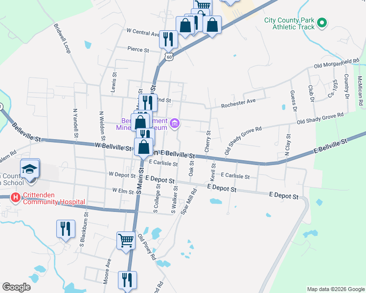 map of restaurants, bars, coffee shops, grocery stores, and more near 101-299 N Walker St in Marion