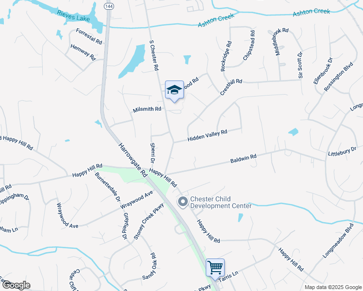 map of restaurants, bars, coffee shops, grocery stores, and more near 4205 Hidden Valley Rd in Chester