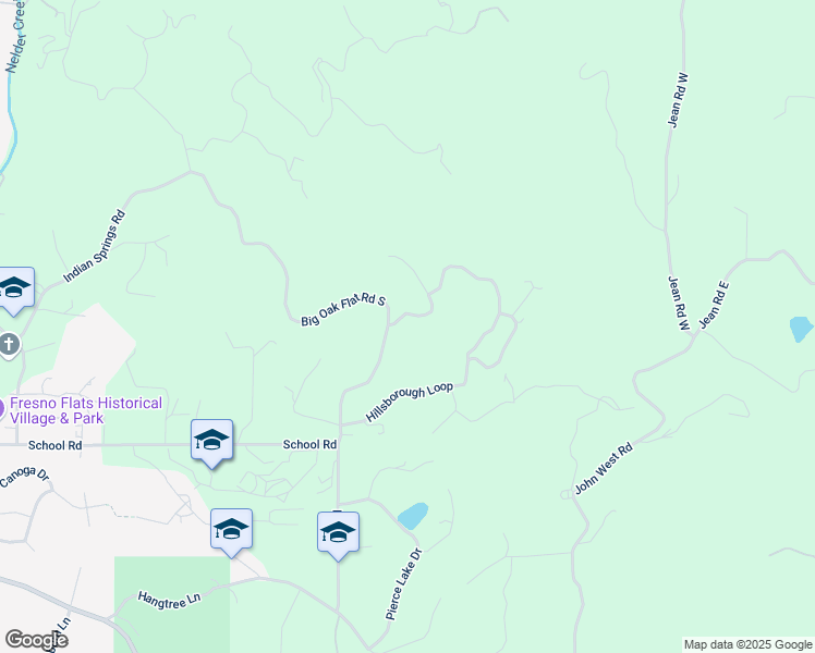 map of restaurants, bars, coffee shops, grocery stores, and more near Hillsborough Lane in Oakhurst
