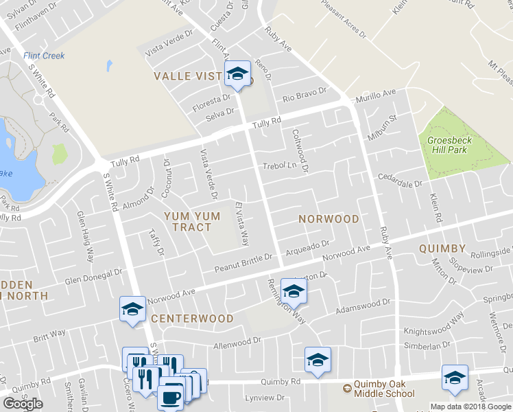 map of restaurants, bars, coffee shops, grocery stores, and more near 3282 San Rivas Drive in San Jose