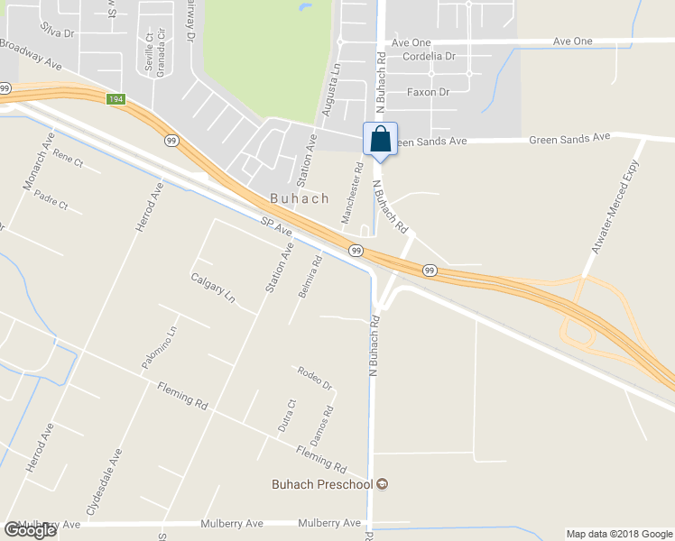 map of restaurants, bars, coffee shops, grocery stores, and more near 5091 Southern Pacific Avenue in Atwater