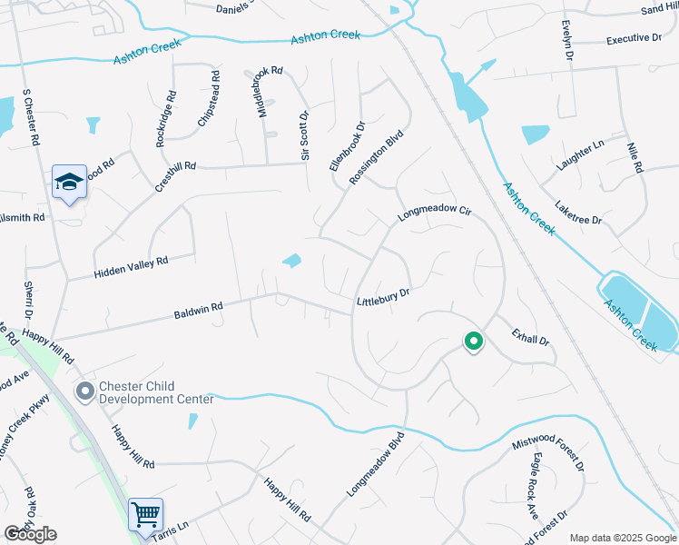 map of restaurants, bars, coffee shops, grocery stores, and more near 13518 Thornsett Lane in Chester