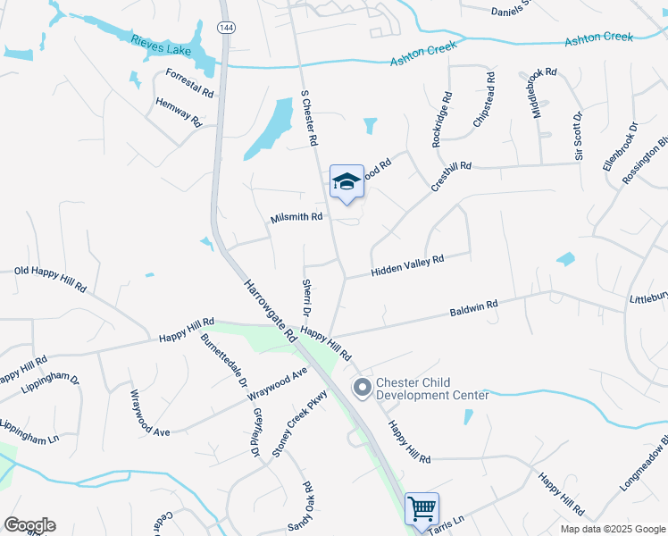 map of restaurants, bars, coffee shops, grocery stores, and more near 4301 Caronado Drive in Chester