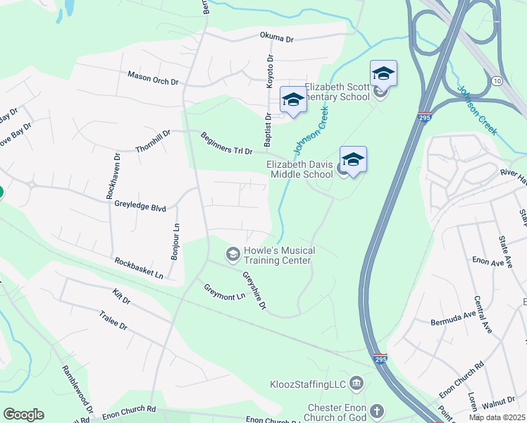 map of restaurants, bars, coffee shops, grocery stores, and more near 607 Rothschild Drive in Chester