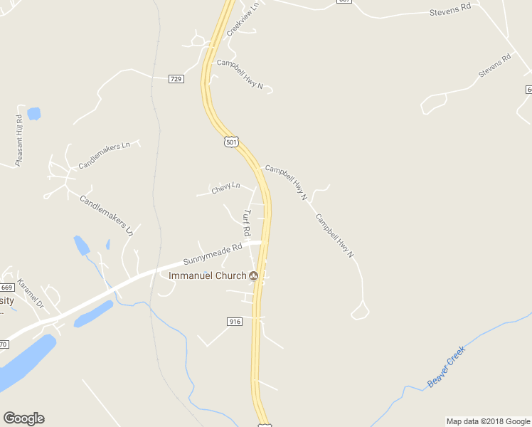 map of restaurants, bars, coffee shops, grocery stores, and more near 4206 Campbell Highway in Lynchburg