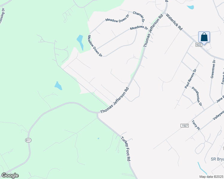 map of restaurants, bars, coffee shops, grocery stores, and more near 1093 Bell Lane in Forest