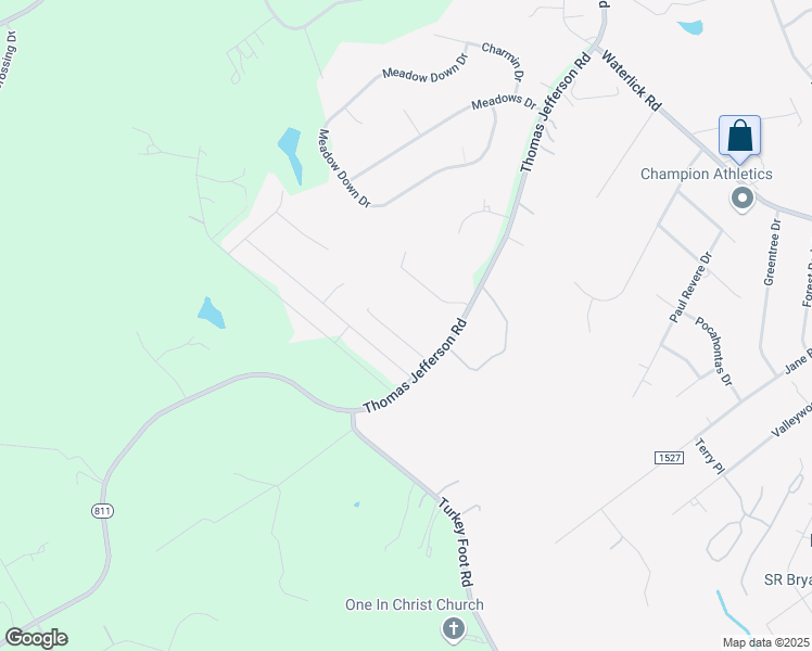 map of restaurants, bars, coffee shops, grocery stores, and more near 1093 Bell Lane in Forest