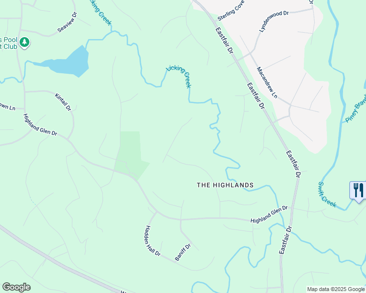 map of restaurants, bars, coffee shops, grocery stores, and more near 11831 Dunnottar Terrace in Chesterfield