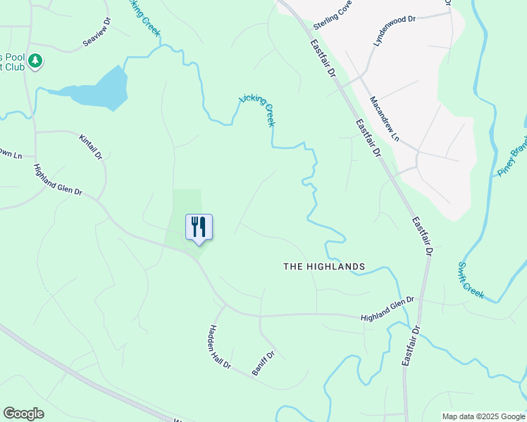 map of restaurants, bars, coffee shops, grocery stores, and more near 11831 Dunnottar Terrace in Chesterfield