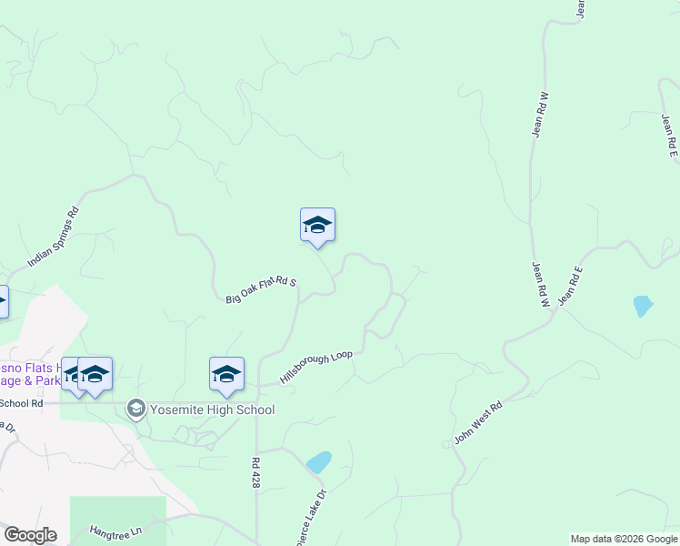map of restaurants, bars, coffee shops, grocery stores, and more near Hillsborough Lane in Oakhurst