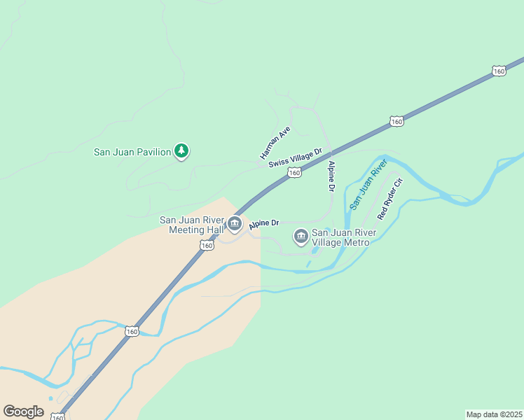 map of restaurants, bars, coffee shops, grocery stores, and more near U.S. 160 in Pagosa Springs