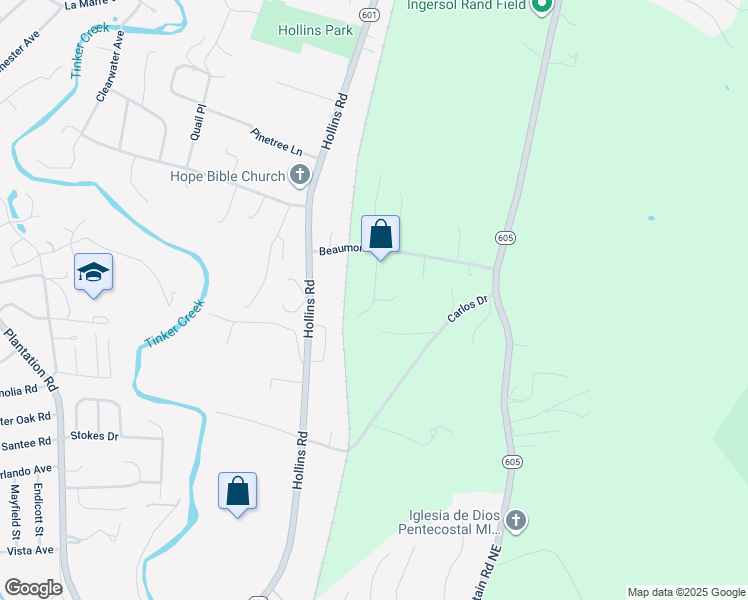 map of restaurants, bars, coffee shops, grocery stores, and more near 6226 Nell Circle in Roanoke