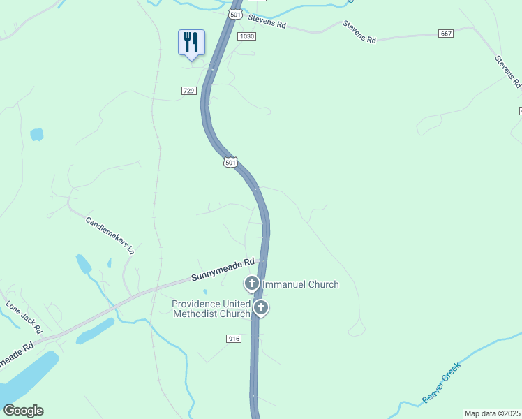 map of restaurants, bars, coffee shops, grocery stores, and more near 4127-4295 Campbell Highway in Lynchburg