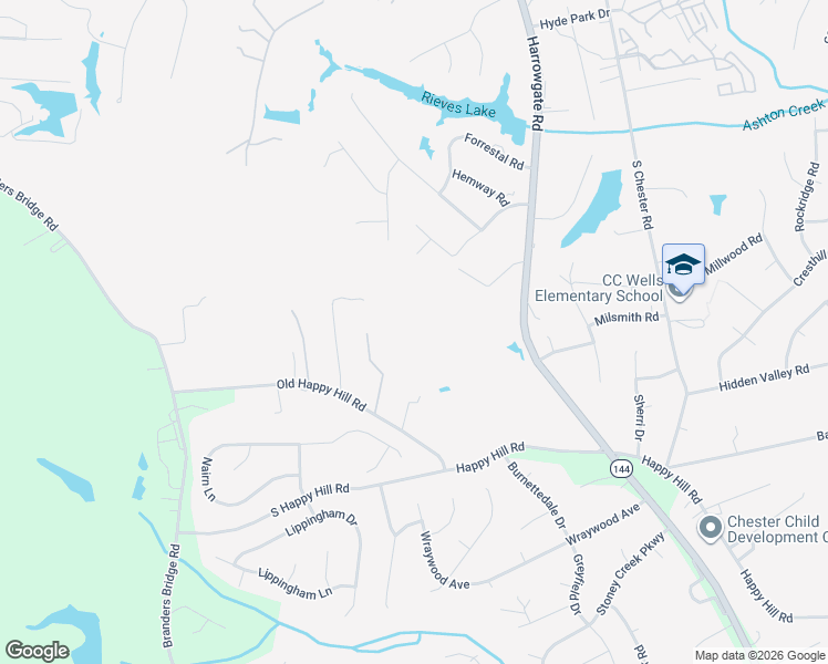 map of restaurants, bars, coffee shops, grocery stores, and more near 13225 Happy Hill Road in Chester