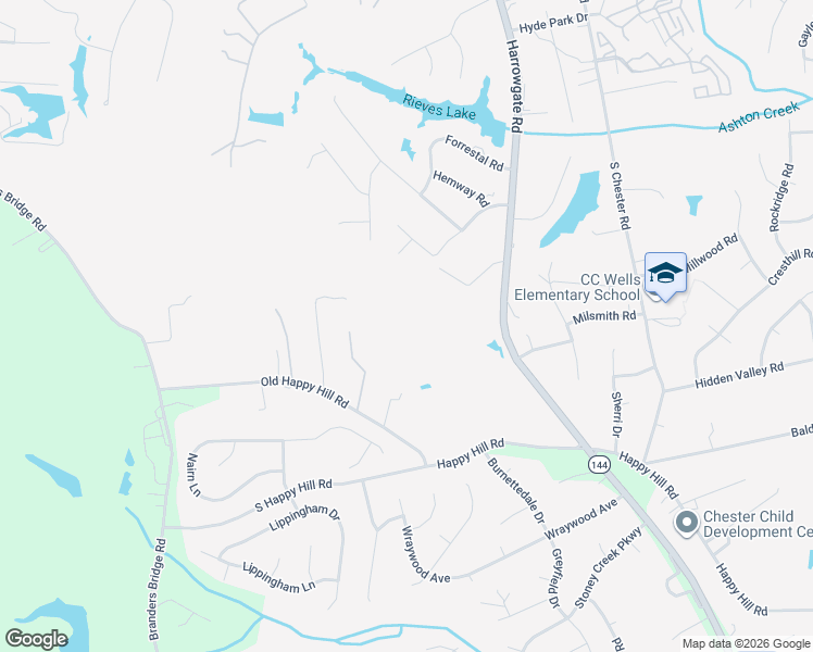 map of restaurants, bars, coffee shops, grocery stores, and more near 13225 Happy Hill Road in Chester