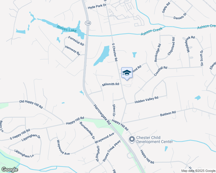 map of restaurants, bars, coffee shops, grocery stores, and more near 4325 Milsmith Road in Chester