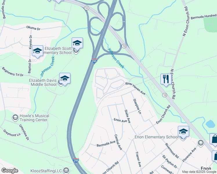 map of restaurants, bars, coffee shops, grocery stores, and more near 2031 River Rock Drive in Chester