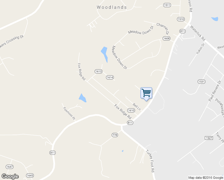 map of restaurants, bars, coffee shops, grocery stores, and more near 203 Shady Oak Lane in Forest