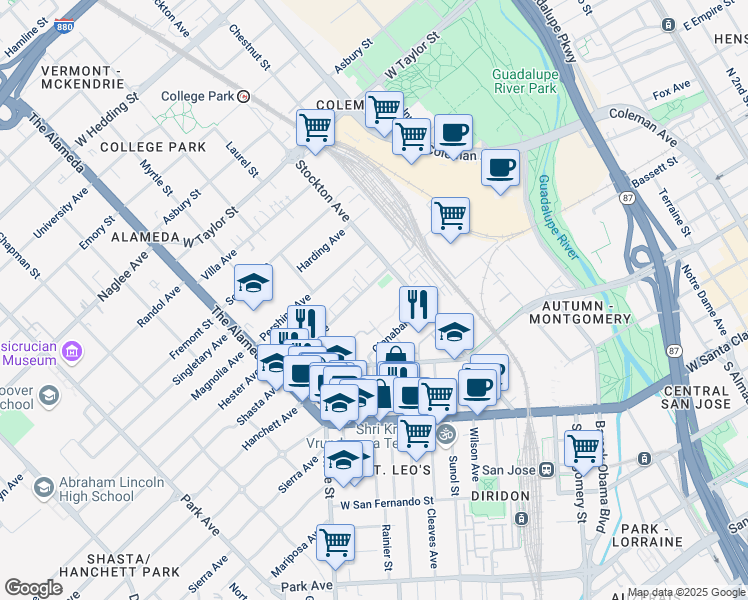 map of restaurants, bars, coffee shops, grocery stores, and more near 790 Lenzen Avenue in San Jose