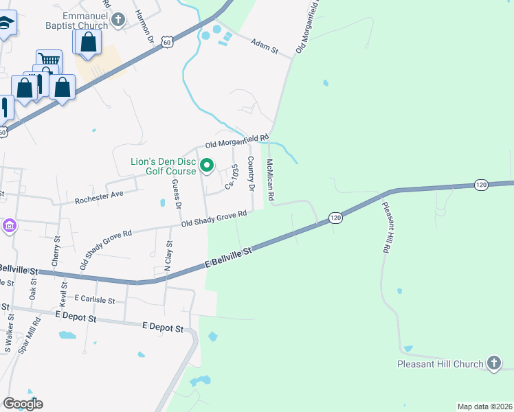 map of restaurants, bars, coffee shops, grocery stores, and more near 200 Country Drive in Marion