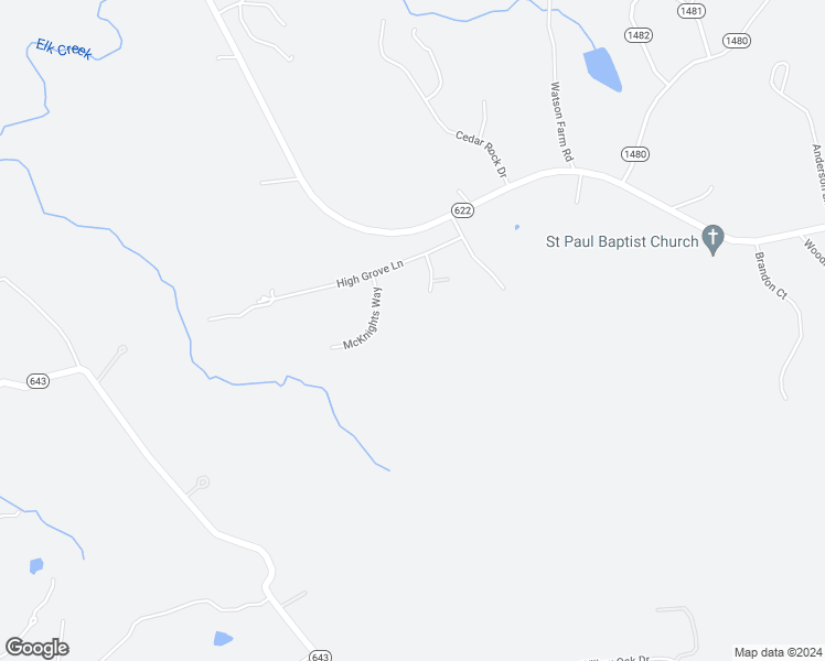 map of restaurants, bars, coffee shops, grocery stores, and more near 1089 Knights Bridge Way in Forest