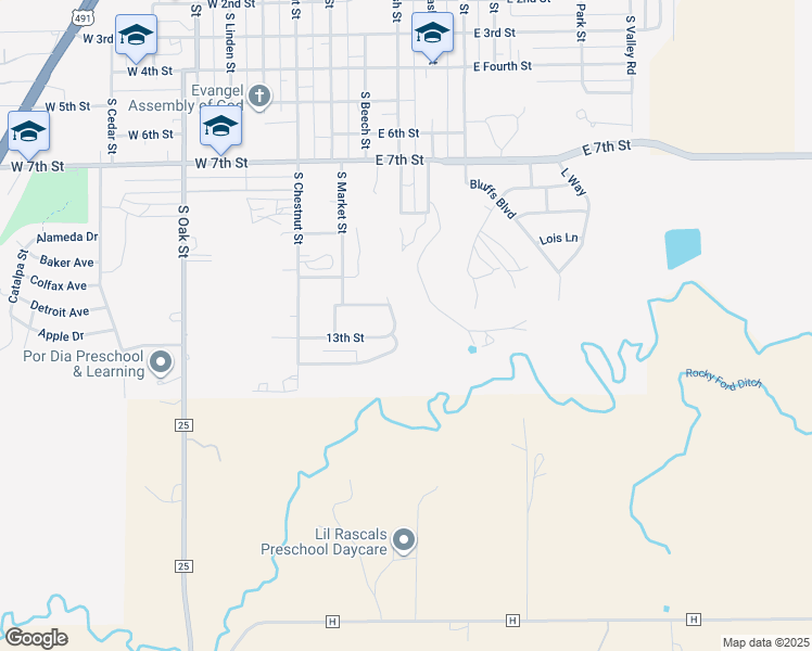 map of restaurants, bars, coffee shops, grocery stores, and more near 1260 South Madison Street in Cortez