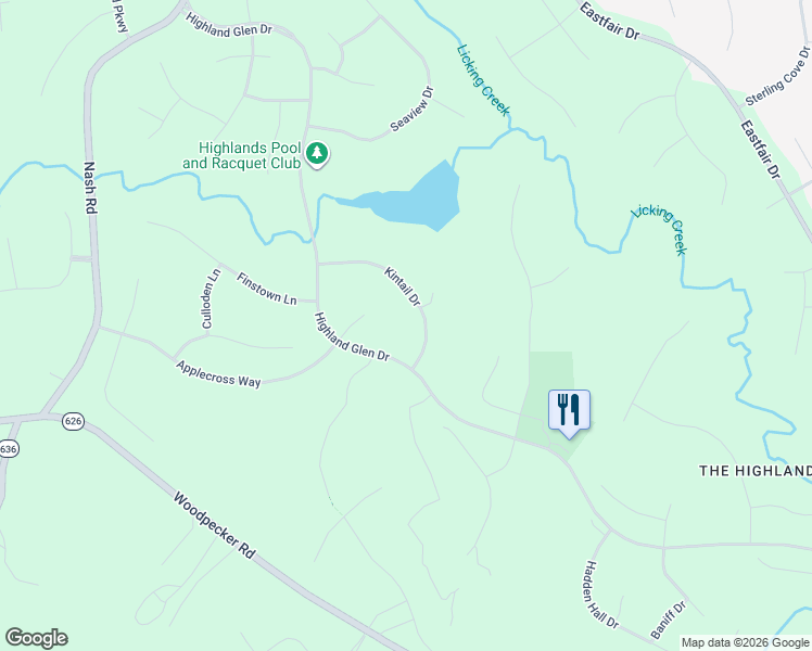 map of restaurants, bars, coffee shops, grocery stores, and more near 8319 Kintail Drive in Chesterfield