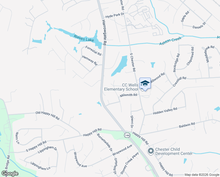 map of restaurants, bars, coffee shops, grocery stores, and more near 13100 Hollis Road in Chester