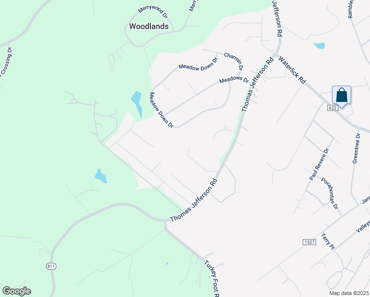 map of restaurants, bars, coffee shops, grocery stores, and more near 119 Brook Ridge Place in Forest