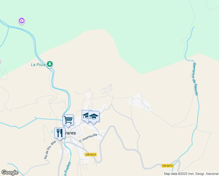 map of restaurants, bars, coffee shops, grocery stores, and more near 10 Barrio Yesares Bajo Ag Olivares in Moclín